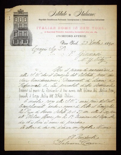 Lettera a Francesco Ginnasi di Imola, 1890