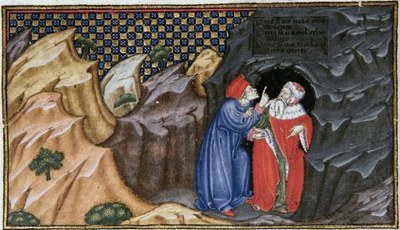 c. 4v, Dante e Virgilio alla porta dell'Inferno